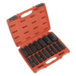 SEALEY 16pc 1/2" Drive Deep Metric Impact Socket Set | AK5816M
