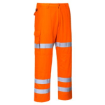 Portwest RT49ORRS Hi-Vis Three Band Work Trousers Orange S R