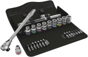 8100 SC 11 Zyklop Metal Ratchet Set with switch lever, 1/2inch drive, imperial, 28 pieces