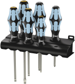 Wera 3334/3355/6 Screwdriver set, stainless and rack, 6 pieces