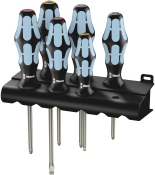 Wera 3334/3350/3355/6 Screwdriver set, stainless and rack, 6 pieces