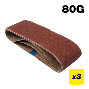 Trend AB/B75/80A Aluminium Oxide Sanding Belt 80 Grit 75mm x 457mm 3pc