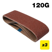 Trend AB/B75A/120A Aluminium Oxide Sanding Belt 120 Grit 75mm x 533mm 3pc