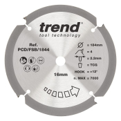 Trend PCD/FSB/1844 Trend PCD Fibre Cement Circular Saw Blade 184mm x 20mm x 4T
