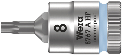 Wera 8767 A HF TORXÂ® Zyklop bit socket with holding function, 1/4Inch drive, TX 8 x 28 mm