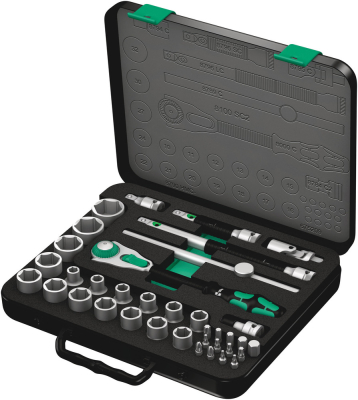 8100 SC 2 Zyklop Speed Ratchet Set, 1/2Inch drive, metric, 37 pieces