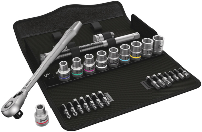 8100 SC 11 Zyklop Metal Ratchet Set with switch lever, 1/2Inch drive, imperial, 28 pieces