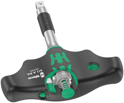 Wera 411 A RA T-handle adapter screwdriver with ratchet function, 1/4Inch, 1/4Inch x 45 mm