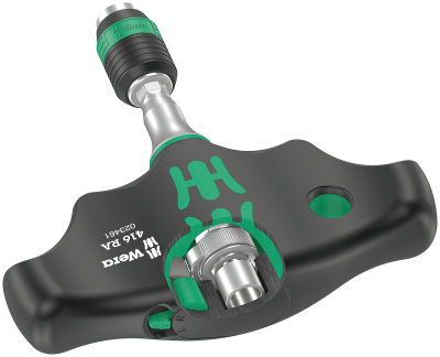 Wera 416 RA T-handle bitholding screwdriver with ratchet function and Rapidaptor quick-release chuck, 1/4Inch x 45 mm
