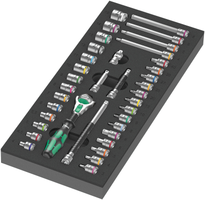 9720 Foam insert 8000 A Zyklop 1/4Inch ratchet set 1, 37 pieces