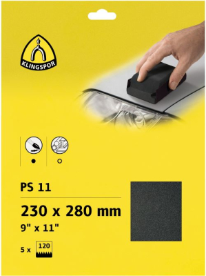 Klingspor PS 11 C Retail Pack Waterproof Abrasive Paper – For Paint, Varnish, Filler & Plastic