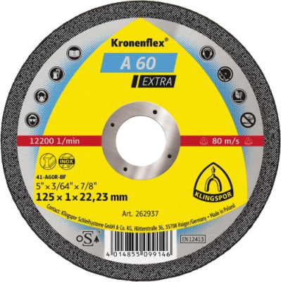 Klingspor A 60 Extra Kronenflex Cutting-Off Wheels – 0.8–1.0 mm for Stainless Steel & Metals