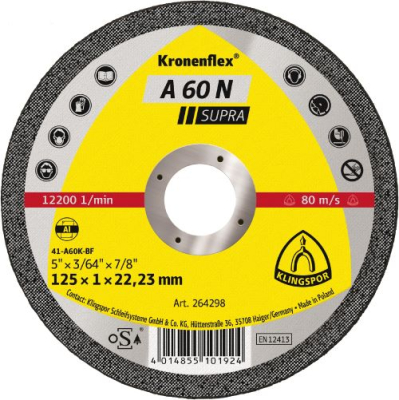 Klingspor A 60 N Supra Kronenflex Cutting-Off Wheels – 0.8–1.0 mm for Aluminium