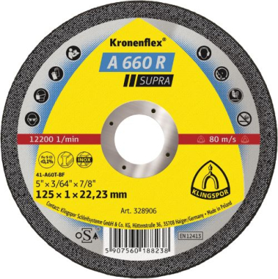 Klingspor A 660 R Supra Kronenflex Cutting-Off Wheels – 0.8–1.0 mm for Stainless Steel & Steel