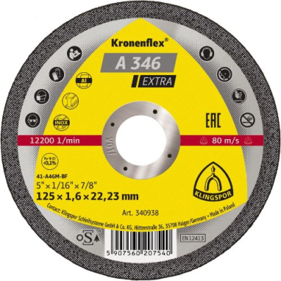 Klingspor A 346 Extra Kronenflex Cutting-Off Wheels – 1.6–1.9 mm for Stainless Steel & Steel