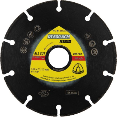 Klingspor DT 600 ACM Supra Diamond Cutting Blades – For Steel, Stainless Steel & Metals