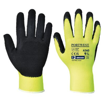 Portwest A340YERXL Hi-Vis Grip Glove - Latex Yellow XL R