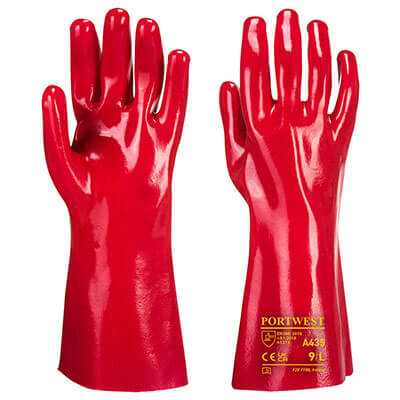 PORTWEST A435 35CM Red PVC Gauntlet Glove