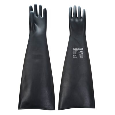 Portwest A803BKRXL Heavyweight Latex Rubber Gauntlet 600mm Black XL R