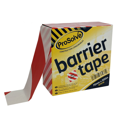 PROSOLVE BARRIER TAPE 70MM X 500M - RED/WHITE 500M