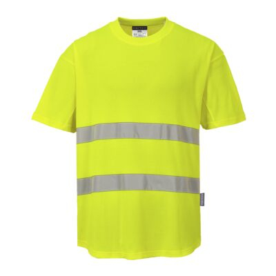 Portwest C394YERM Hi-Vis Cotton Comfort Mesh Insert T-Shirt S/S  Yellow M R