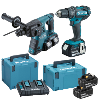 Makita DLX2137PTJ 18V LXT Twin Pack | Combi Drill & SDS+ Hammer Drill Kit