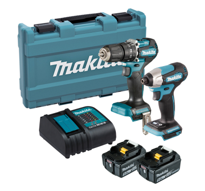 Makita DLX2414ST 18V LXT Twin Pack | Brushless Combi Drill & Impact Driver Kit with Standard Charger