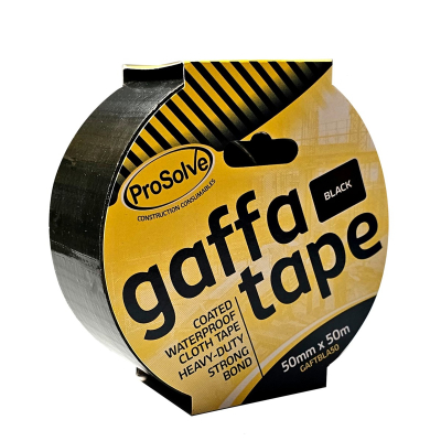 ProSolve Gaffa Tape Black – 50mm x 50m Heavy Duty Cloth Tape (GAFTBLA50)