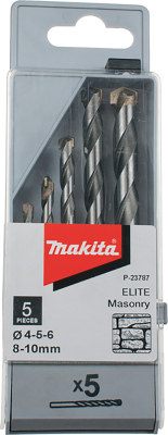 MAKITA P-23787 ELITE MASONRY BIT SET 5PCS: 4,5,6,8,10 X 75-120MM