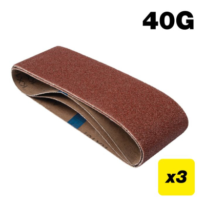 Trend AB/B75/40A Aluminium Oxide Sanding Belt 40 Grit 75mm x 457mm 3pc