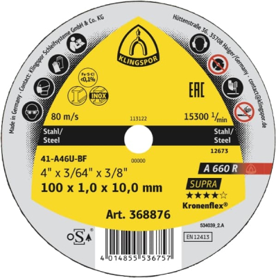 Klingspor A 660 R Supra Small Cutting-Off Wheels – for Steel & Stainless Steel
