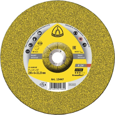 Klingspor A 24 EX grinding discs, 125 x 6 x 22,23 mm depressed centre