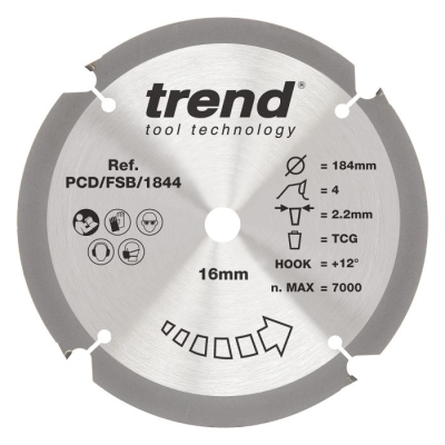 Trend PCD/FSB/1844 Trend PCD Fibre Cement Circular Saw Blade 184mm x 20mm x 4T