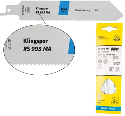 Klingspor RS 993 MA Special Bi-Metal Reciprocating Saw Blade – For Sheet Metal & Steel